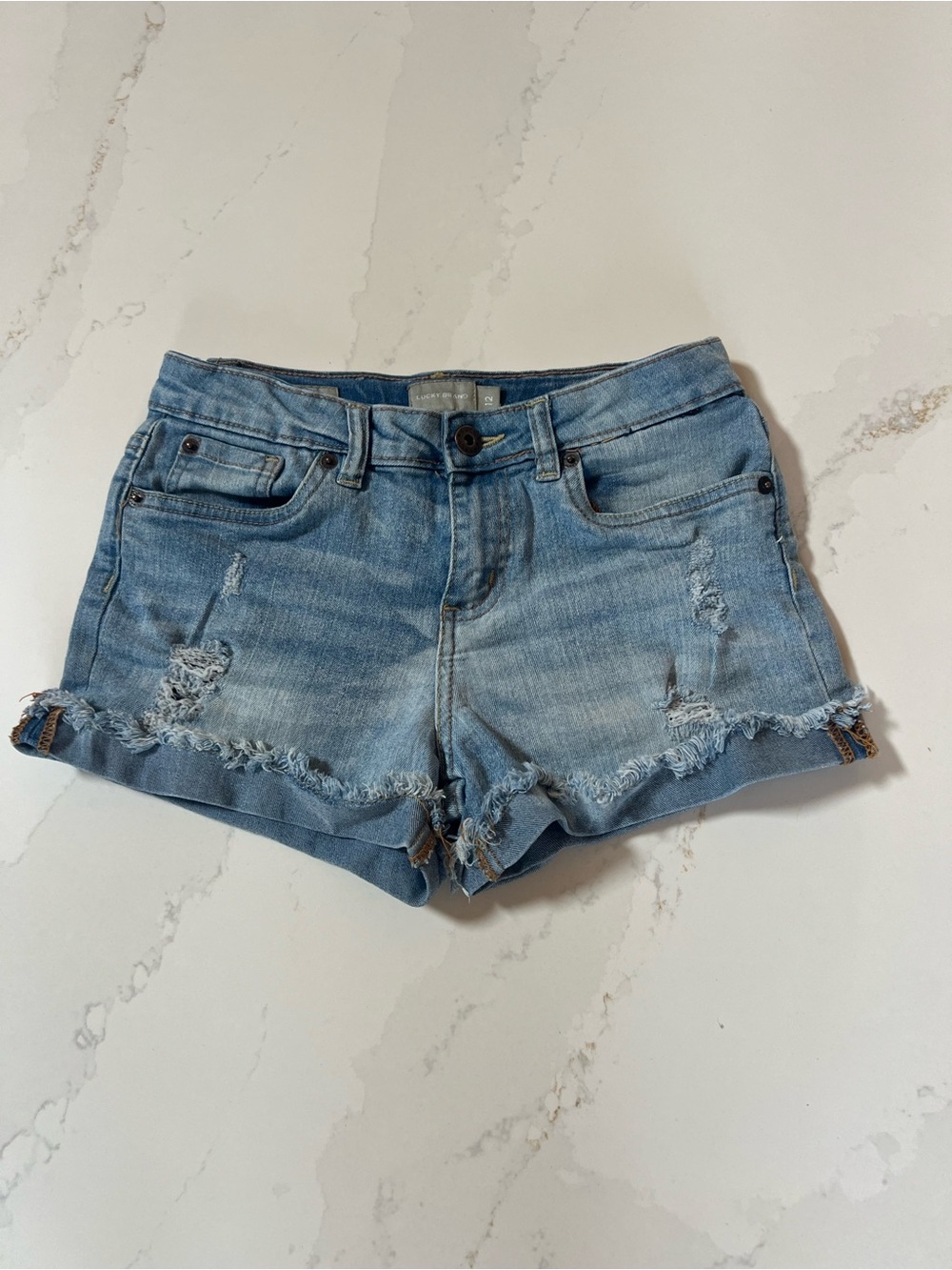 Lucky Brand Light Blue Distressed Denim Shorts